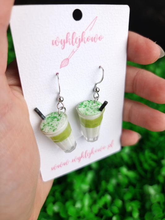 Kolczyki "matcha latte"